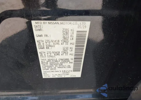 2019 Nissan Murano S from USA, damaged, VIN 5N1AZ2MS3KN138229